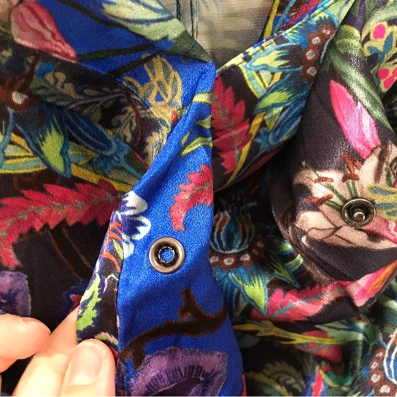 H&M Women's Blazer Dress Tropical Floral Blue Printed Size 2 New - Picture 8 of 8